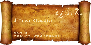 Árva Klaudia névjegykártya